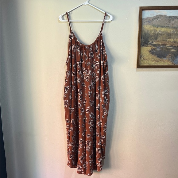 Lovely J Dresses & Skirts - Rust Floral Maxi Slip Dress with Adjustable Straps